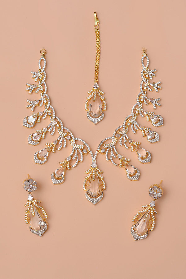 Anzay Jewellery - Party Wear Golden Party Set