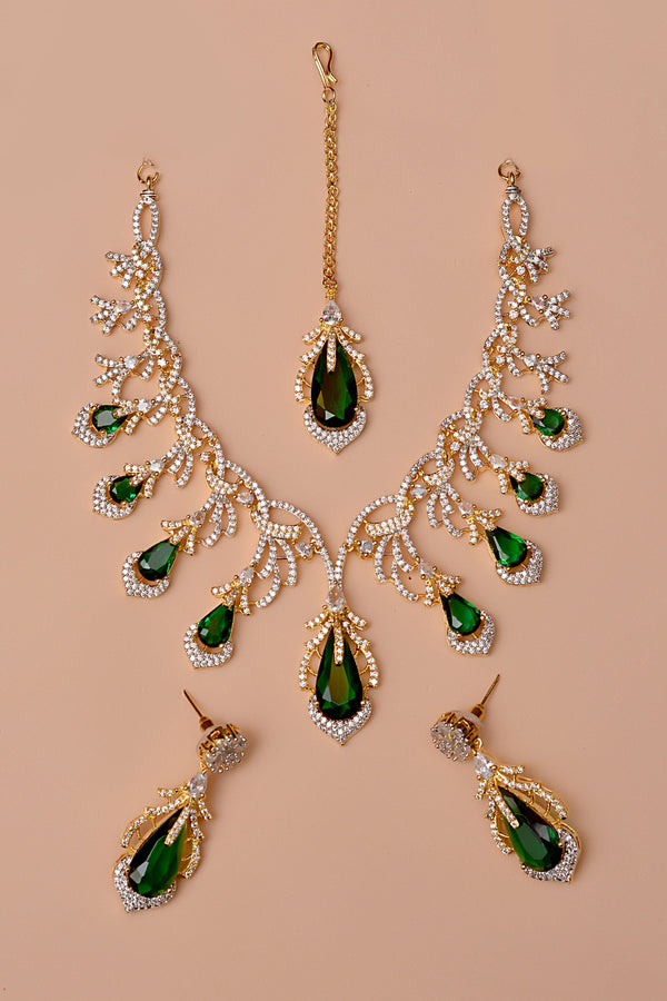 Anzay Jewellery - Party Wear Green Party Set
