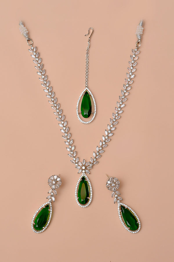 Anzay Jewellery - Party Wear Green Party Set