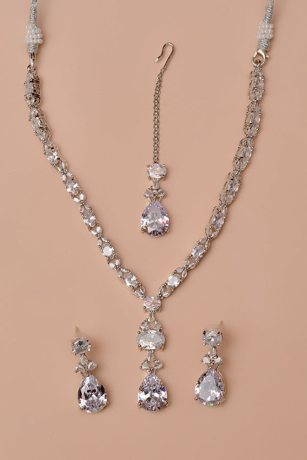 Anzay Jewellery - Party Wear Silver Party Set