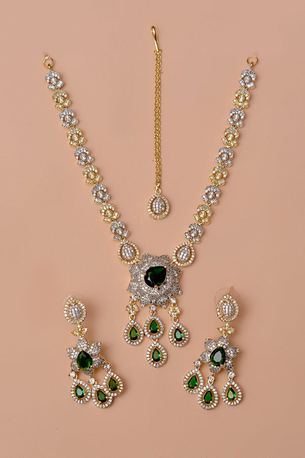 Anzay Jewellery - Party Wear Green Party Set