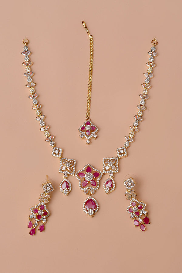 Anzay Jewellery - Party Wear Red Party Set
