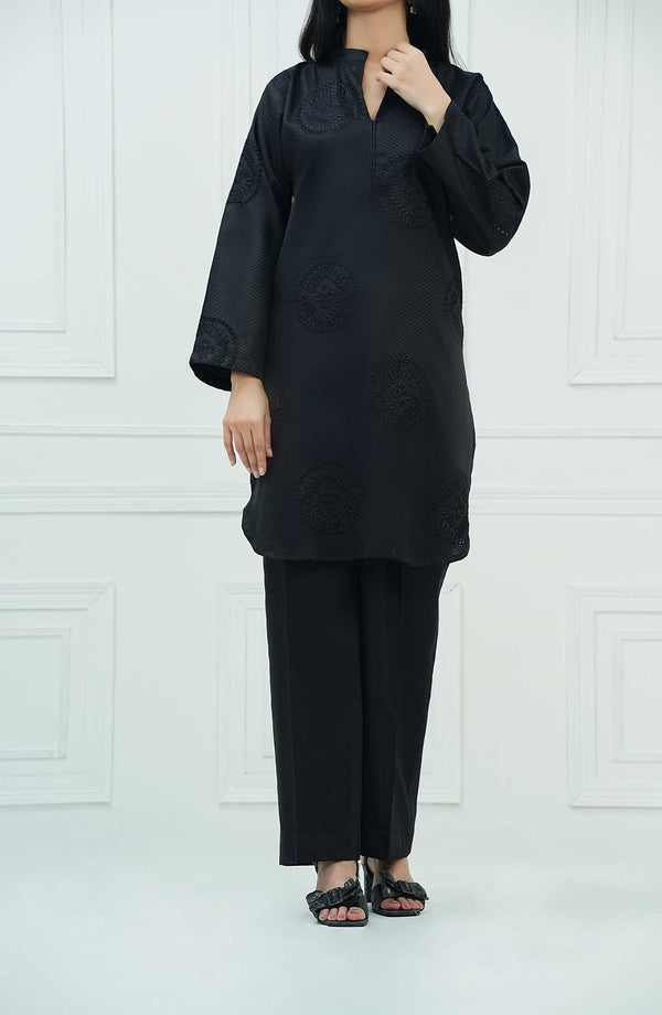 Amna Khadija - Rue Embrace Eid Edit'25 Jacquard 2 Piece Black D-06