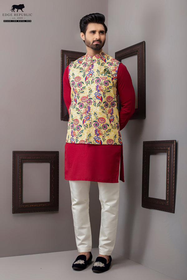 Edge Republic - ER WC 1021 Yellow Delux Waist Coat For Men