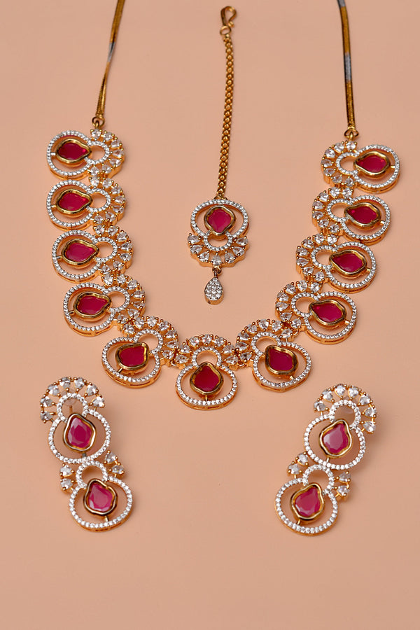 Anzay Jewellery - Engagement & Wedding Red Party Set