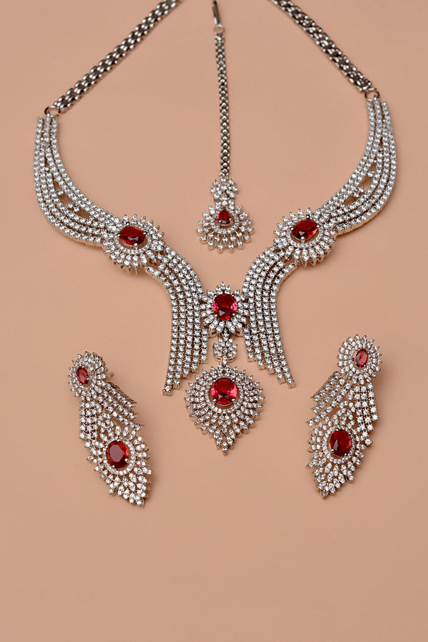 Anzay Jewellery - Engagement & Wedding Red Party Set