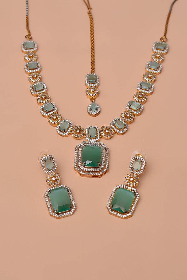 Anzay Jewellery - Engagement & Wedding Green Party Set