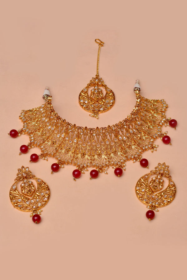 Anzay Jewellery - Engagement & Wedding Red Party Set