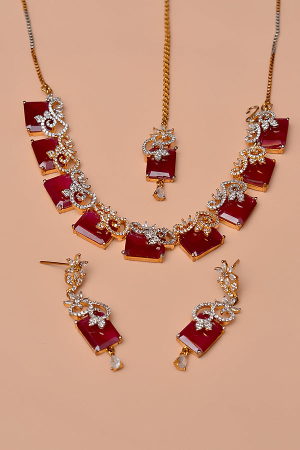 Anzay Jewellery - Engagement & Wedding Red Party Set