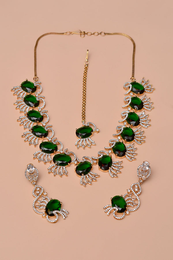 Anzay Jewellery - Engagement & Wedding Green Party Set