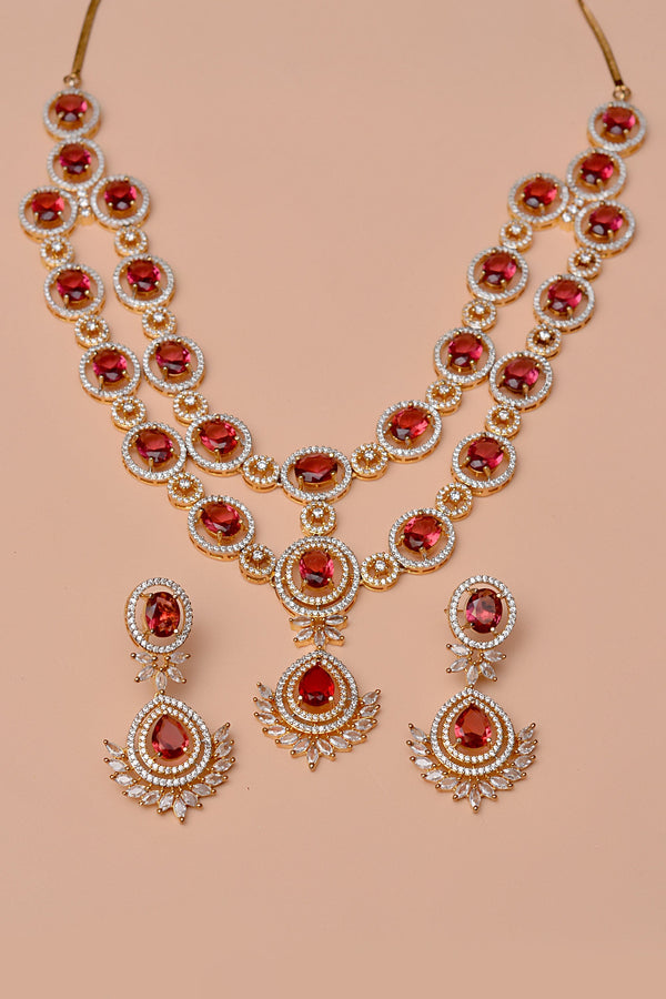 Anzay Jewellery - Engagement & Wedding Red Party Set
