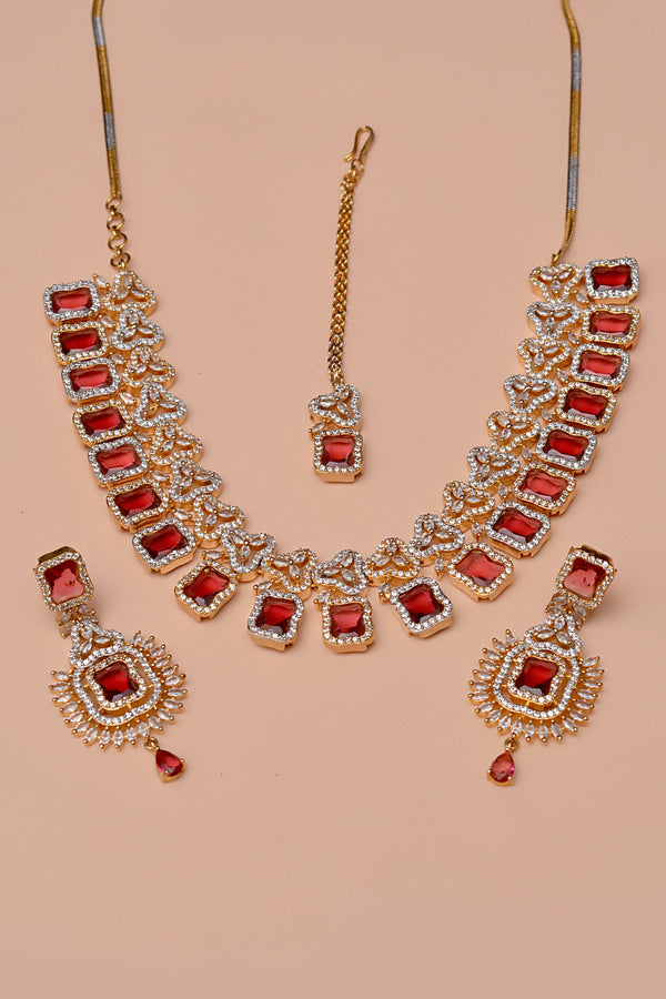 Anzay Jewellery - Engagement & Wedding Red Party Set