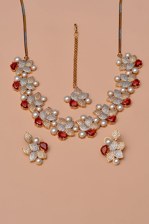 Anzay Jewellery - Engagement & Wedding Red Party Set