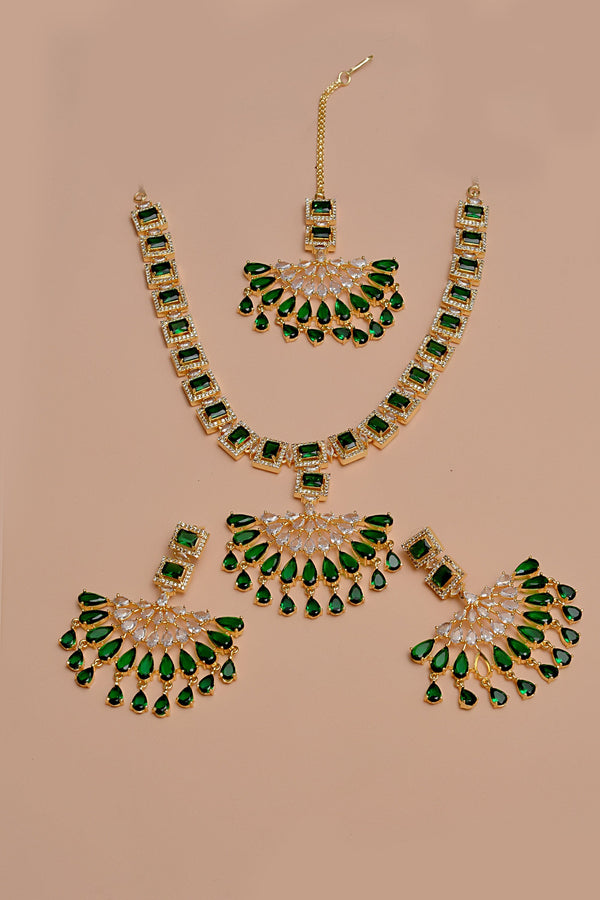 Anzay Jewellery - Engagement & Wedding Green Party Set