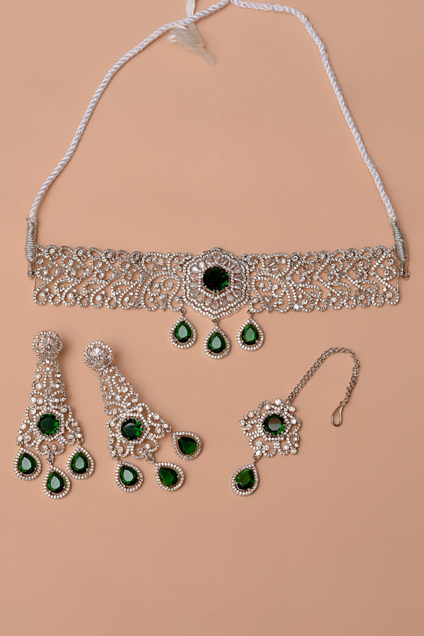Anzay Jewellery - Engagement & Wedding Green Party Set