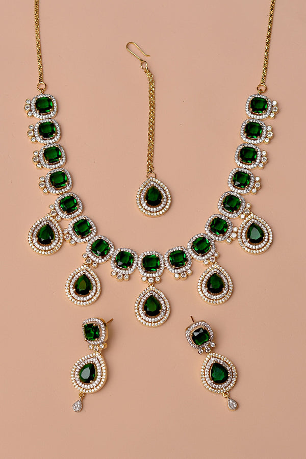 Anzay Jewellery - Engagement & Wedding Green Party Set