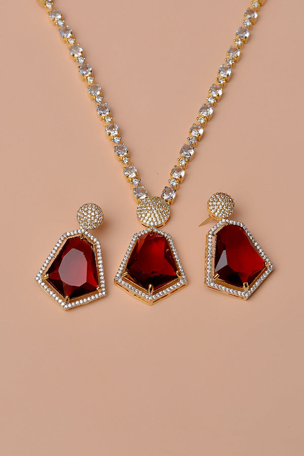 Anzay Jewellery - Engagement & Wedding Red Party Set