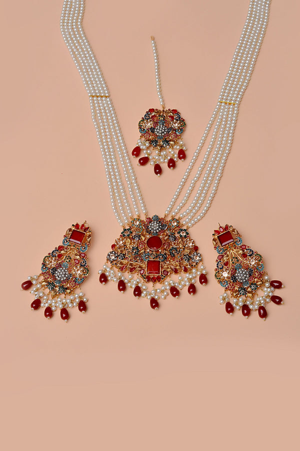 Anzay Jewellery - Engagement & Wedding Red Maala Necklace