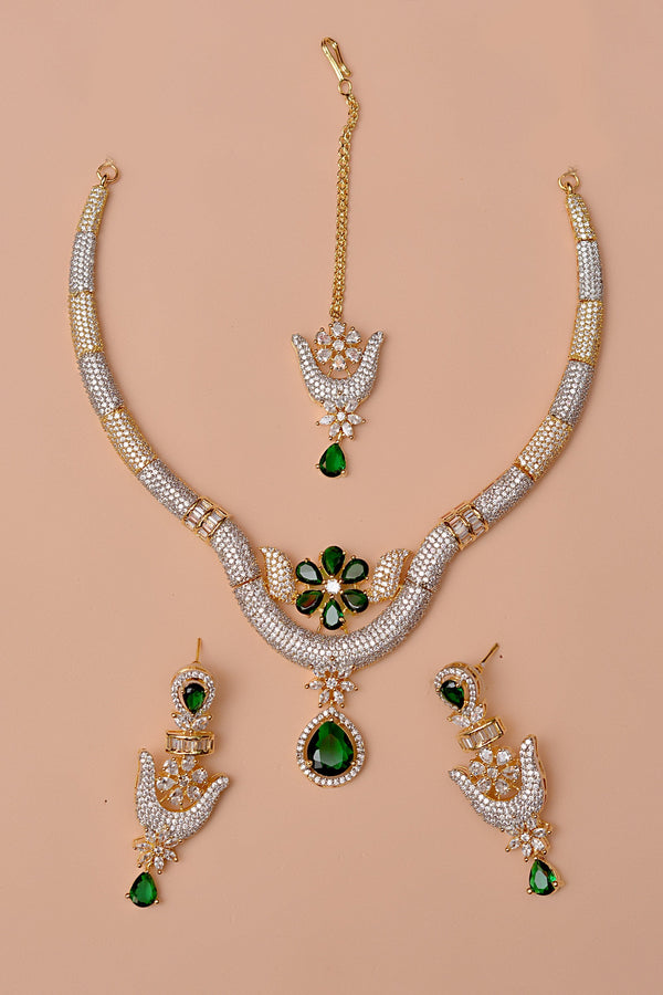 Anzay Jewellery - Engagement & Wedding Green Party Set