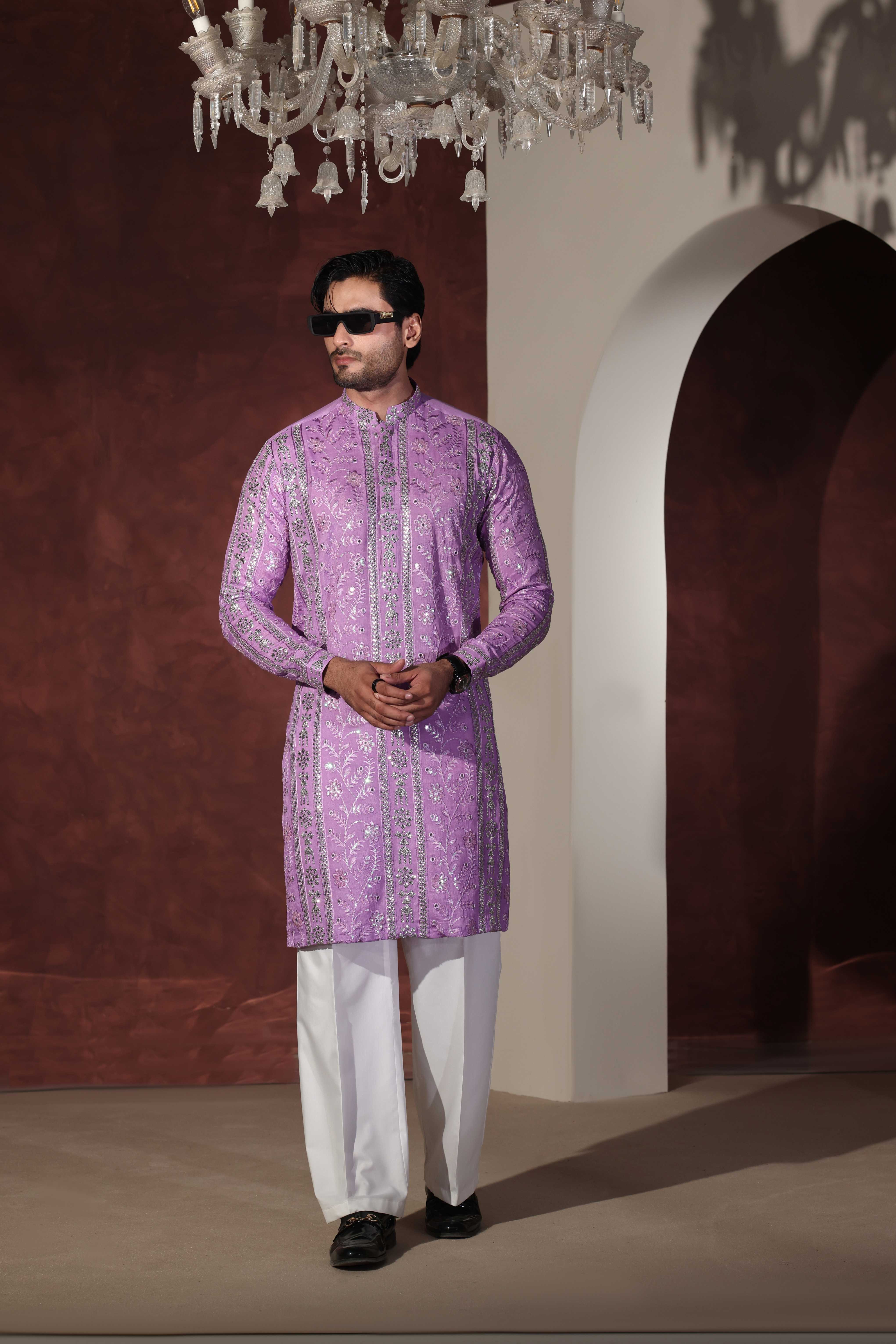 Edge Republic - CK 763 Purple Chikankari Kurta – EASTKA