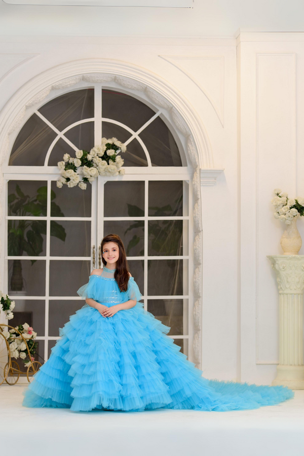 Fairy Queen - Ice Blue Western Wear For Girls