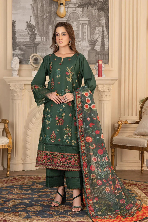 Khas Store - 3PC Embroidered Unstitched Cambric Suit KCCE-3519