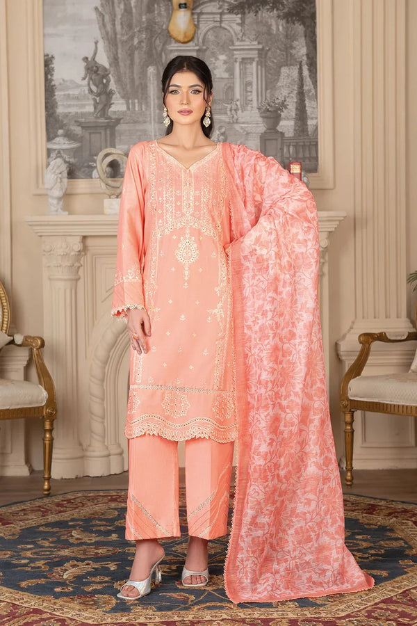 Khas Store - 3PC Embroidered Unstitched Cambric Suit KCCE-3520