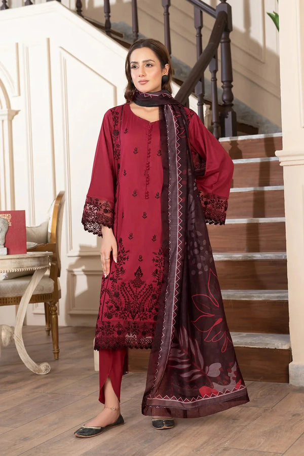 Khas Store - 3PC Embroidered Unstitched Cambric Suit KCCE-3526