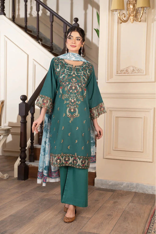Khas Store - 3PC Embroidered Unstitched Cambric Suit KCCE-3527