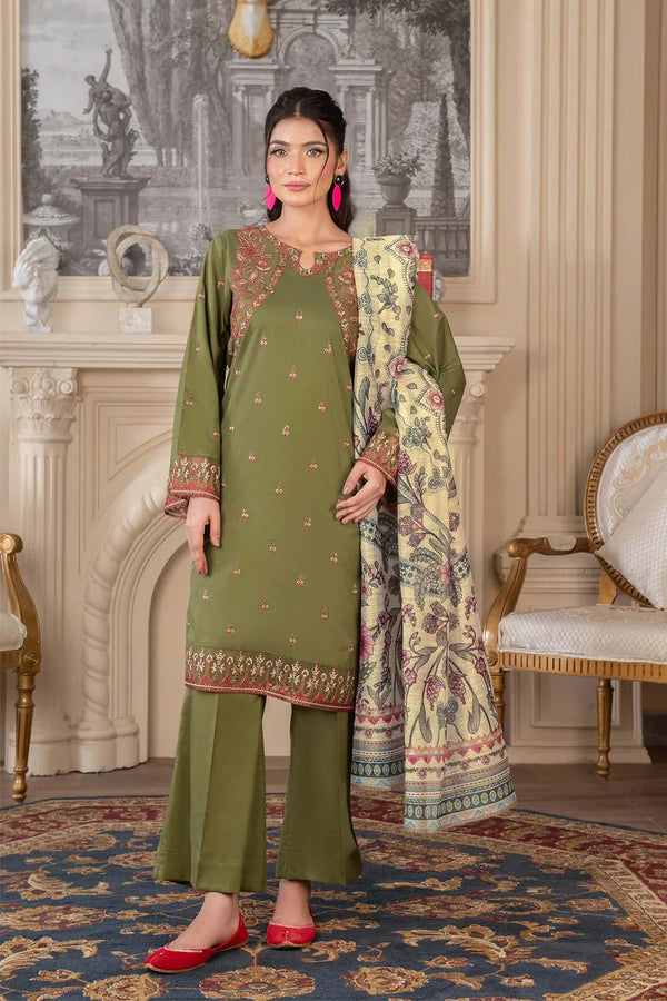 Khas Store - 3PC Embroidered Unstitched Cambric Suit KCCE-3528