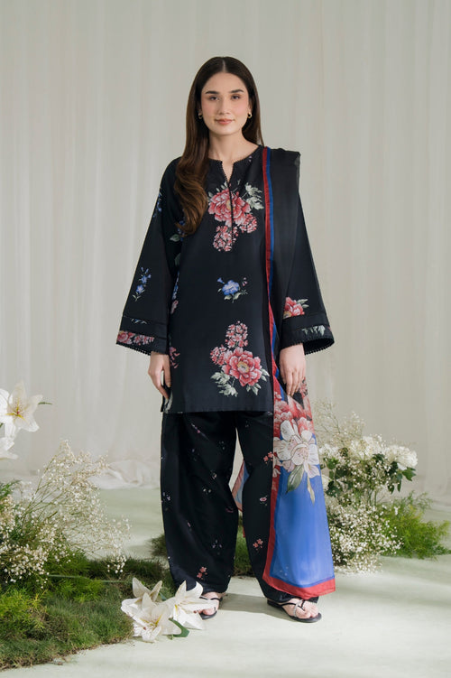 knee length dresses for ladies Modern Eid Wear for Women in Pink Satin main image 0