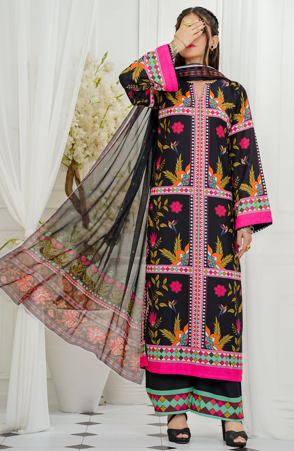 Amna Khadija - Fairy Dream Swiss Lawn 3 Piece Black D-05
