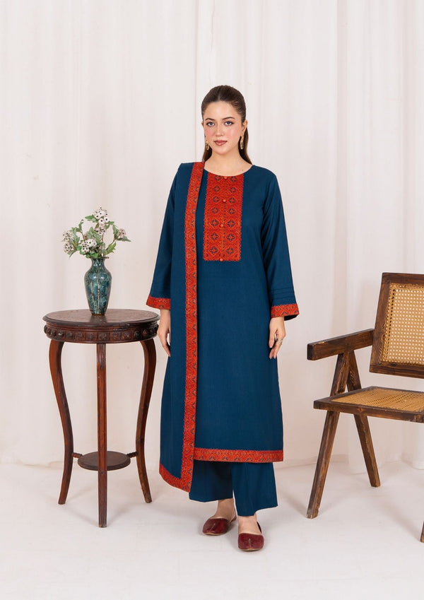 YoloPret - 3pc Embroidered Alpine with Embroidered Border Shawl AML-W25-0028