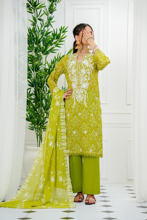 Amna Khadija - Chantelle Print & Embroidered 3 Piece Lawn Yellow D-02