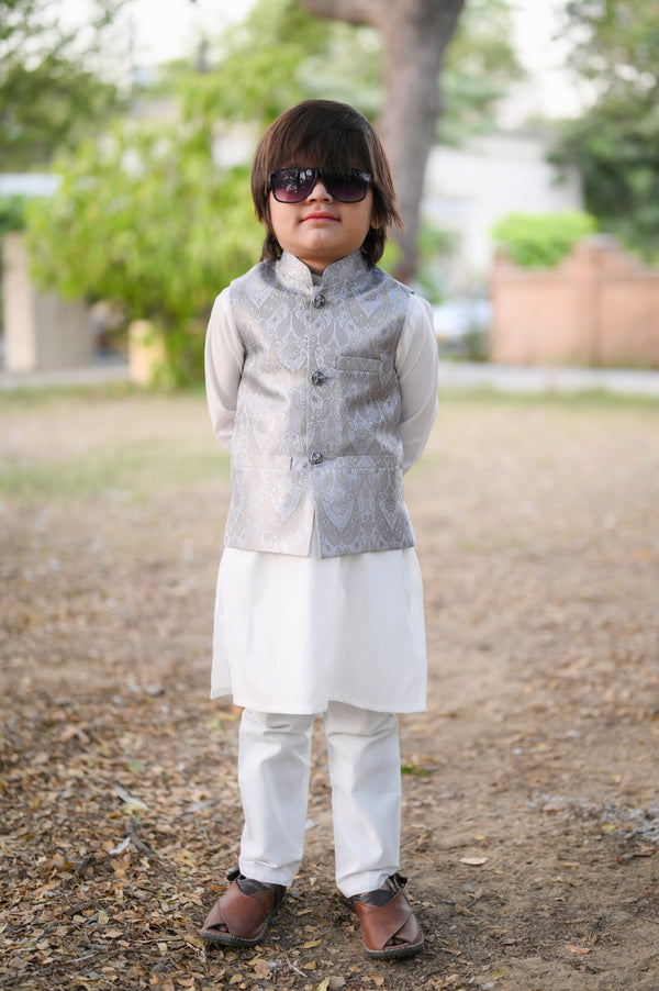 Hassanjee - Grey Waistcoat Suit EW31