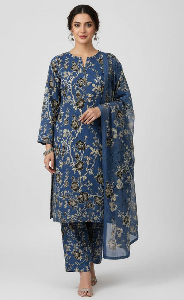 Libaas By Nawaz Fabrics -  3 Piece Printed Bana Dora D# 8028