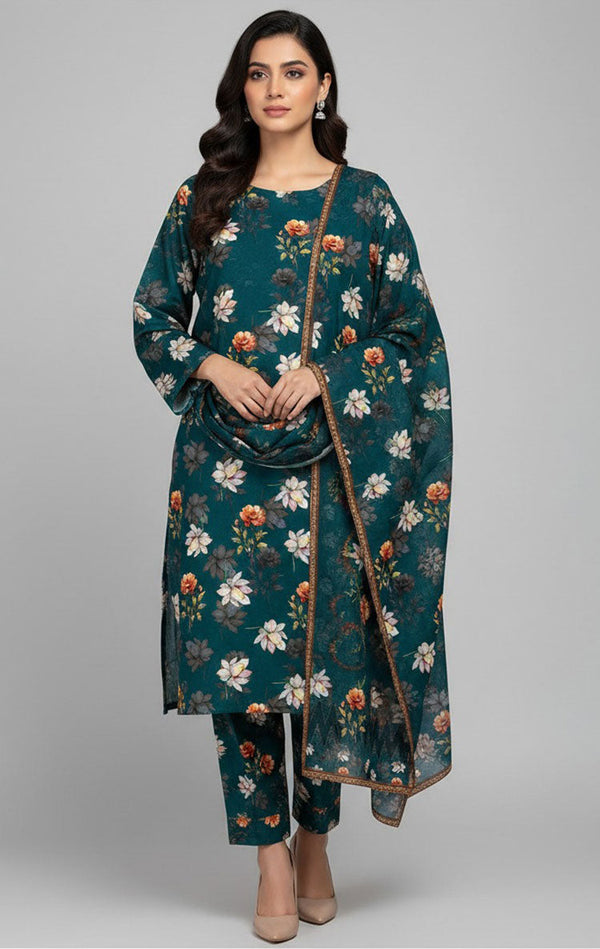 Libaas By Nawaz Fabrics -  3 Piece Printed Bana Dora D# 8039
