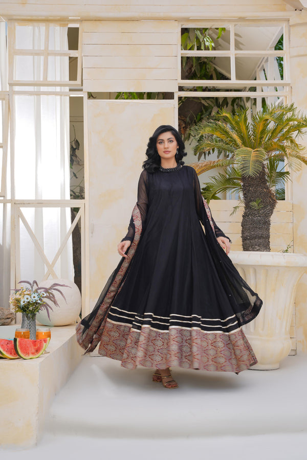 Desi Stitch - Black Anarkali  Eastern Wear For Girls