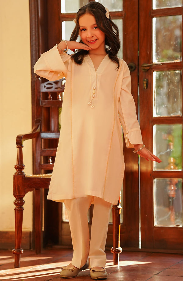 Amna Khadija - Bond & Beyond - 2 Piece - Cream - 0086 - Daughter