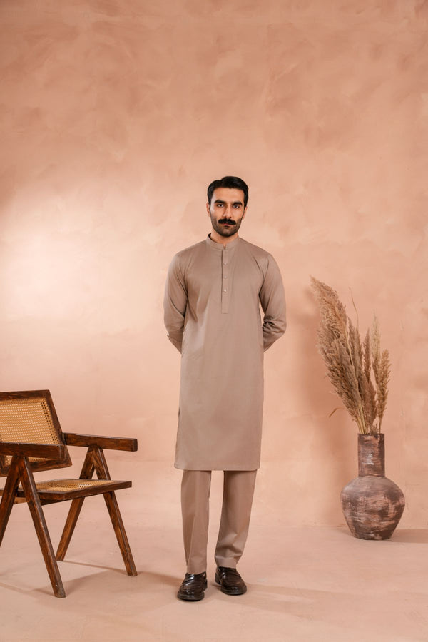 SARKHAIL - STITCHED MEN'S PAKISTANI PREMIUM REGAL BEIGE KURTA TROUSER