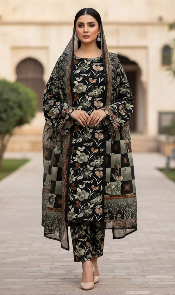 Libaas By Nawaz Fabrics -  3 Piece Digital Classic Linen D#7054