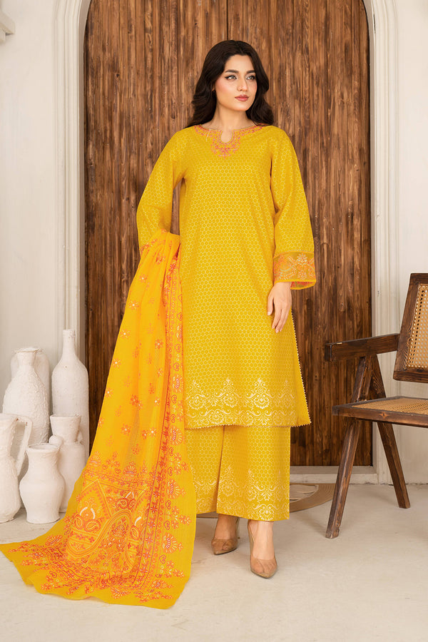 Daisy Outfit - Amina 2 PC Printed & Embroidered Yellow Lawn Daily Wear