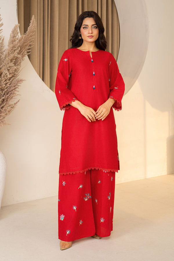 Daisy Outfit - Laal 2 PC Embroidered Red Lawn Daily Wear