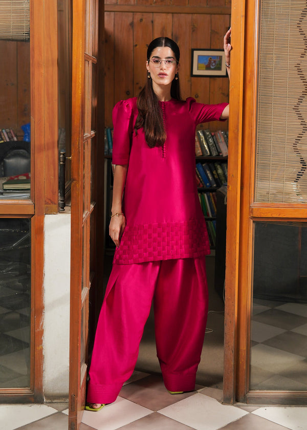 Hussain Rehar - Celestia Stitched Hot Pink  Pakistani Dress
