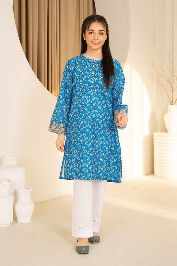 Daisy Outfit - Vera 1 PC Printed & Embroidered Ferozi Dobbi Cotton Daily Wear