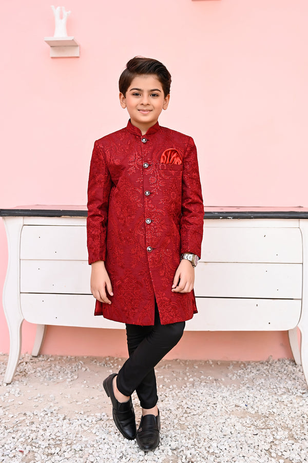 Hassanjee - Maroon Sequence Sherwani - S8