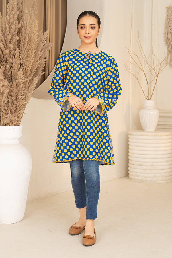 Daisy Outfit - Nova 1 PC Printed & Embroidered Royal Blue Dobbi Cotton Daily Wear