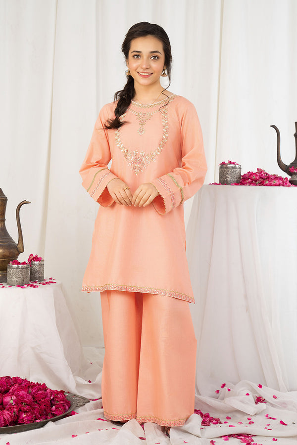 Daisy Outfit - Peachi Glow 2 PC Embroidered Peach Lawn Daily Wear