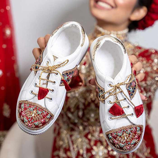 Bridal Sneakers - White-Khussa-kolhapuri-dazzle-by-sarah