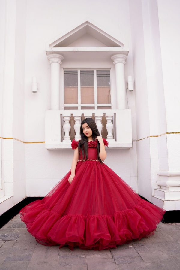 Fairy Queen - Crimson Blossom Western Wear For Girls